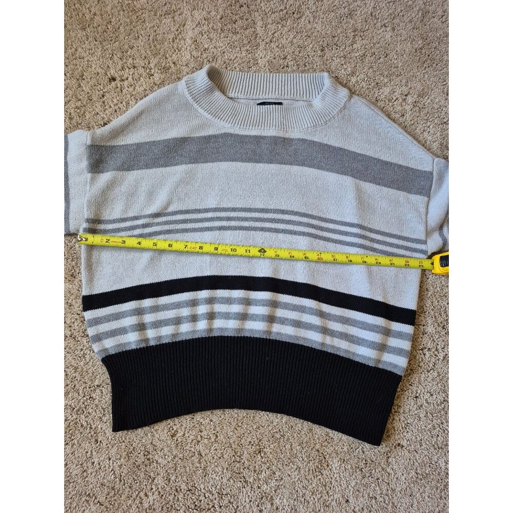 Lucky Brand Women's Pullover Sweater Striped Color Block Size L Gray Black - Picture 2 of 5